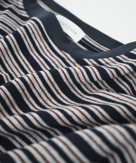 nh-tops-02639 Multi-Stripe Loose Cut Sewn Top 《2 Pattern Types》 Navy Gray