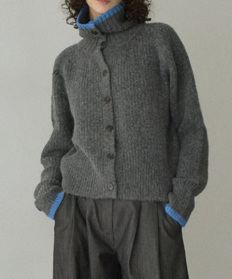 knit-02349　Bicolor High-neck Knit　Gray Brown