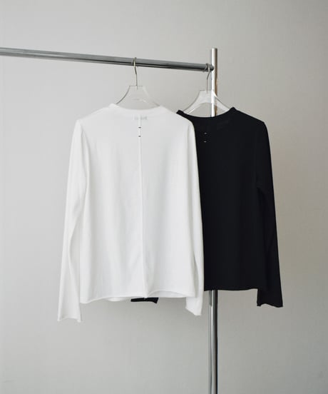 nh-tops-02633  Backstitch Design Long Tee  White Black