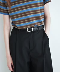 nh-belt-02041 Silver Buckle Leather Belt Black