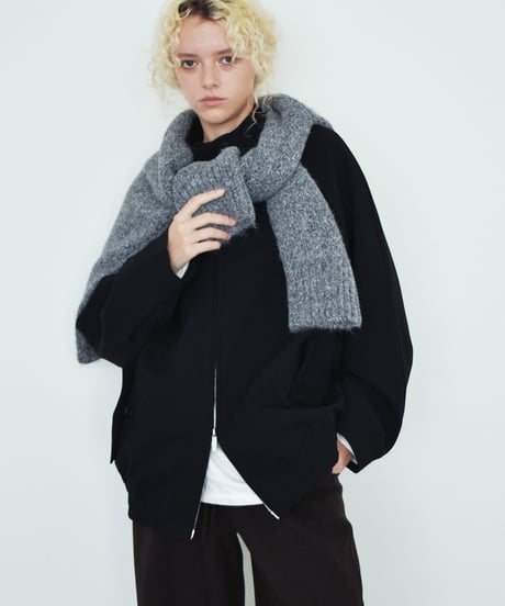 outer-02103 Wool Blend Raglan Zip Blouson Brown Black