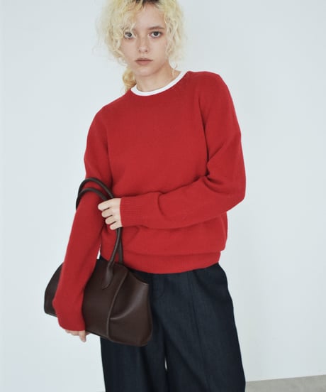 knit-02399 Wool Crew Neck Knit LightBlue Blue Mint Red Lavender Gray