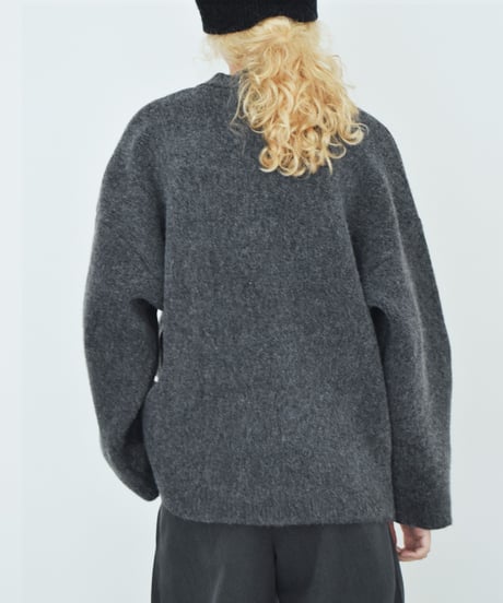 knit-02351　Oversized Knit Cardigan  Ecru Gray