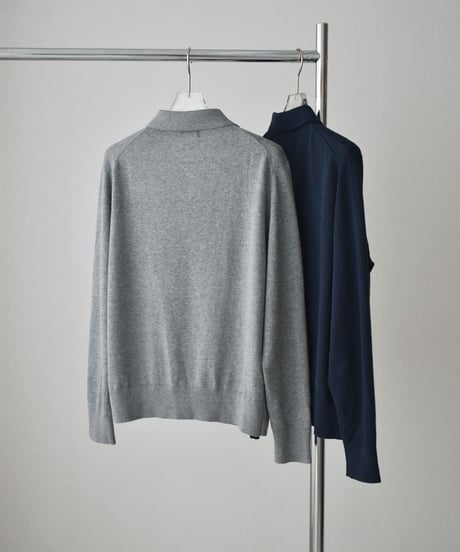 nh-knit-02398 Cotton Shirt Knit Navy Gray