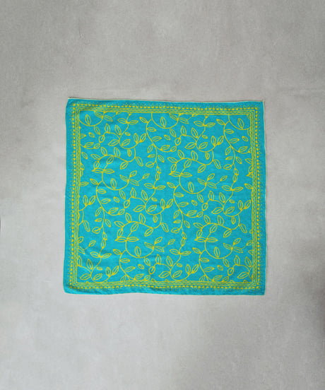 mb-scarf-02005 Botanical Pattern Bandana Green Blue