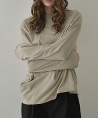 nh-tops-02565　Oversized Long-Sleeve T-Shirt  White Beige Charcoal Black