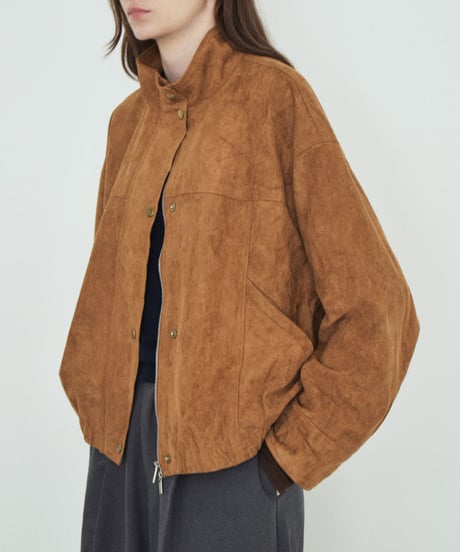 outer-02104 Suede-like Stand Blouson Camel Gray