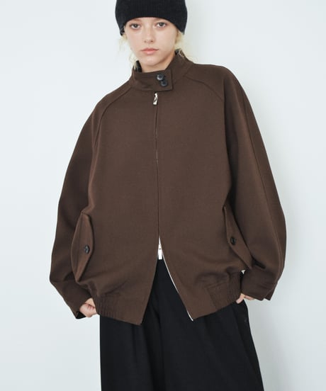 outer-02103 Wool Blend Raglan Zip Blouson Brown Black