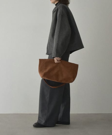 outer-02092　Wool-like Short Zip Blouson Ecru Gray Brown