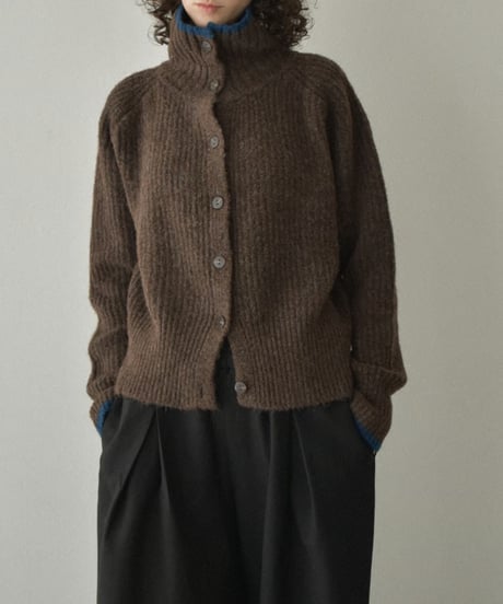 knit-02349　Bicolor High-neck Knit　Gray Brown
