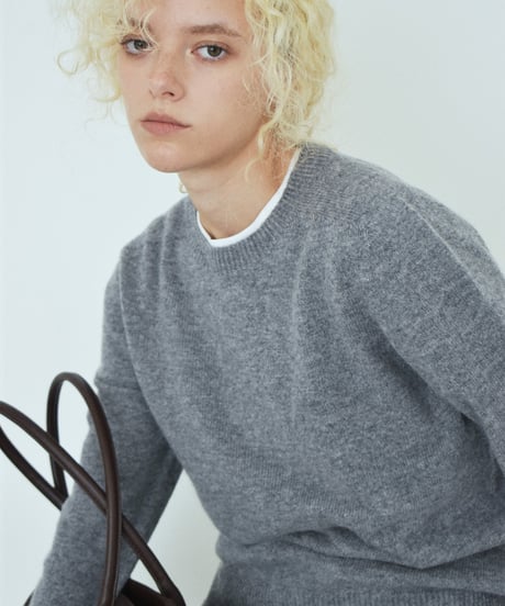 knit-02399 Wool Crew Neck Knit LightBlue Blue Mint Red Lavender Gray