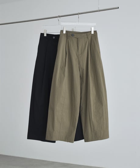bottoms-02337 Waist Design Cocoon Pants Khaki Black