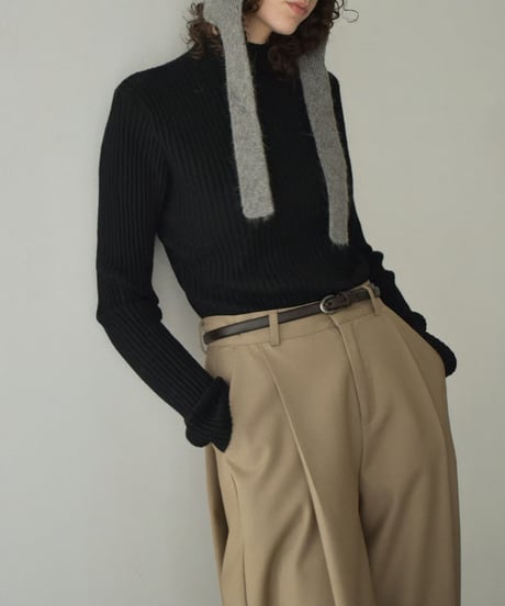 knit-02305　Ripple High Neck Knit  Ivory  Brown  Black