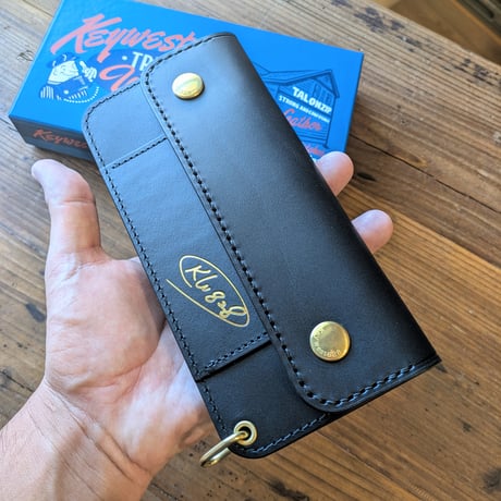トラッカーウォレット  黒　オイルレザー  ショートタイプ