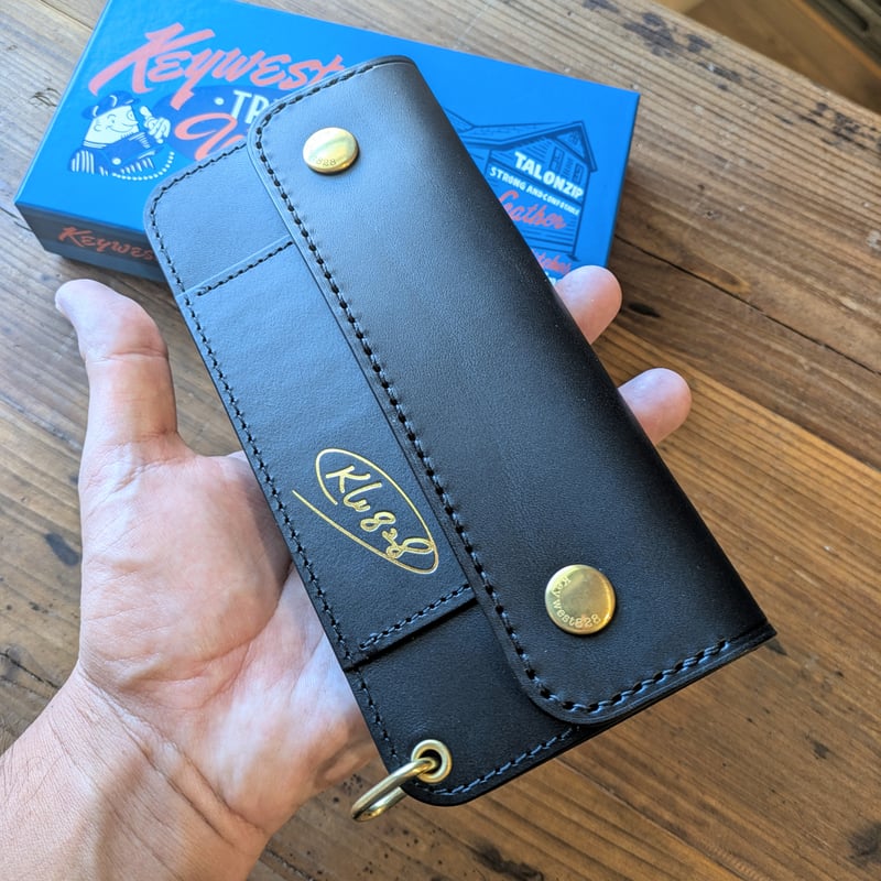 トラッカーウォレット 黒 オイルレザー ショートタイプ | keywest828