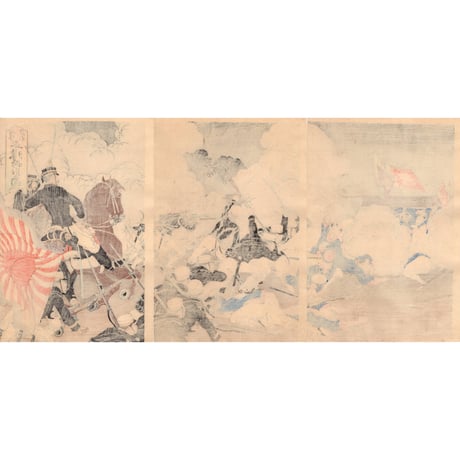 右田年英　「掩撃鏖殺平壌略取の図」明治27年（1894）【浮世絵】