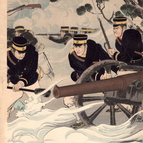 水野年方　「鳳凰城陥落敵兵潰走図」明治27年（1894）【浮世絵】