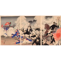 右田年英　「掩撃鏖殺平壌略取の図」明治27年（1894）【浮世絵】