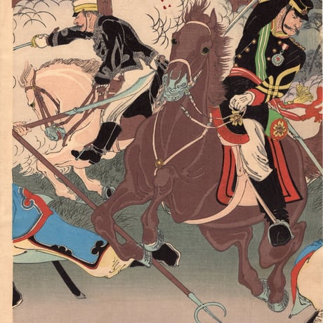 右田年英　「日清平壌大激戦之図」明治27年（1894）【浮世絵】
