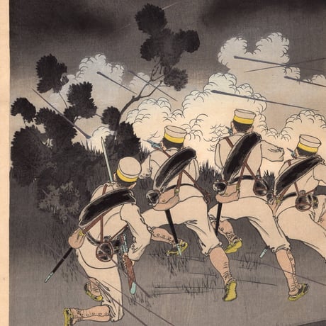 水野年方　「大日本帝国萬々歳平壌激戦大勝図」明治27年（1894）【浮世絵】