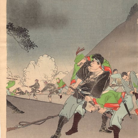 藤原信一　「平壌大激戦輝倭魂海外」明治27年（1894）【浮世絵】