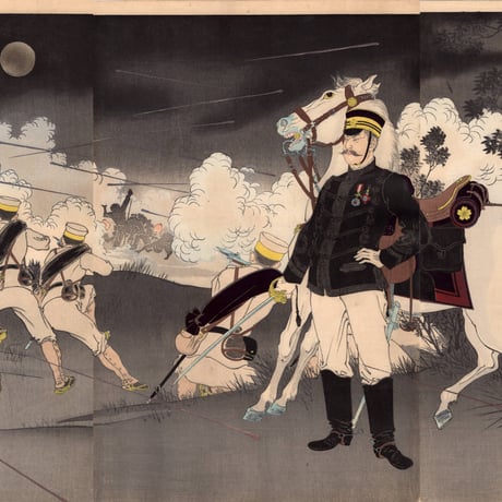 水野年方　「大日本帝国萬々歳平壌激戦大勝図」明治27年（1894）【浮世絵】