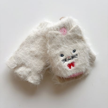 Rockahula Kids  Cute Kitten Fluffy Gloves 3-6 Years-WHITE
