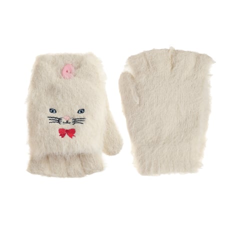 Rockahula Kids  Cute Kitten Fluffy Gloves 3-6 Years-WHITE