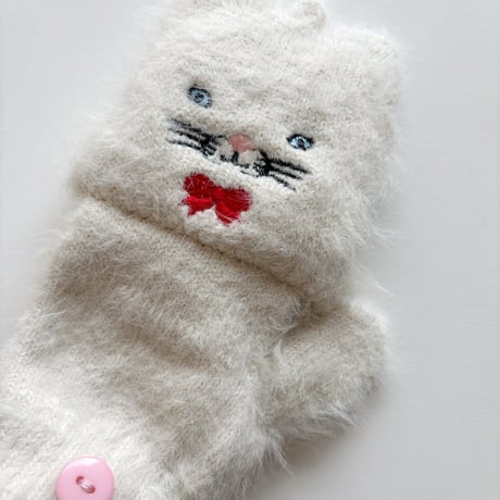Rockahula Kids  Cute Kitten Fluffy Gloves 3-6 Years-WHITE