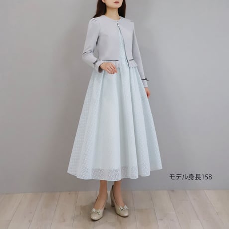 【Elegance】フロッキーレース フリルスリーブワンピース【JM2503BG】