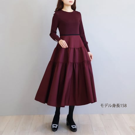 ウエストブレード付き ティアードドッキングワンピース【JM2473BG】