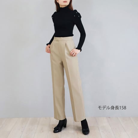 ホールガーメント パール付き パフショルダーストレッチプルオーバー【JM2470BG】