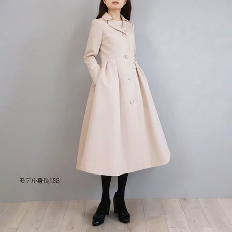【Elegance】グログランタフタ タックフレアチェスターコート【JM2493BG】