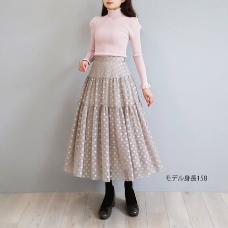 ホールガーメント パール付き パフショルダーストレッチプルオーバー【JM2470BG】