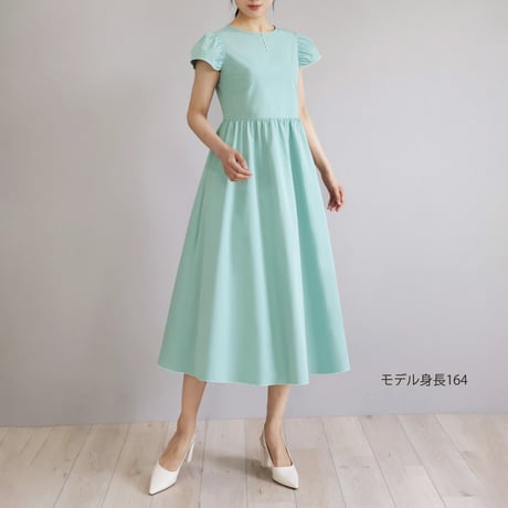 ハイカウントブロード パール付きパフスリーブワンピース【JM1439BF】