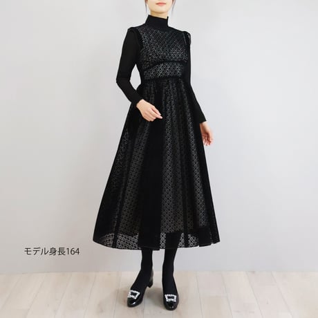 【Elegance】フロッキーレース フリルスリーブワンピース【JM2503BG】