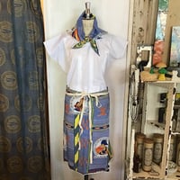 アフリカンバティック　腰エプロン　三角巾付き