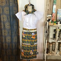 アフリカンバティック　腰エプロン　三角巾付き