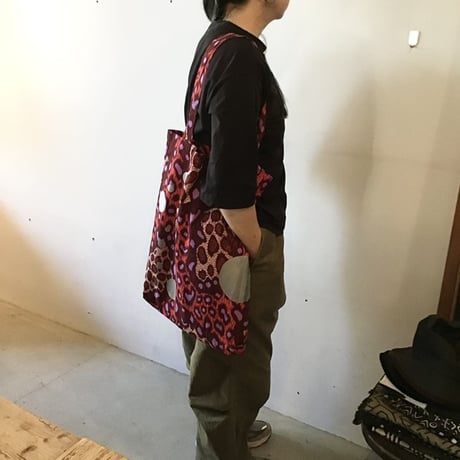 アフリカンバティック　レオパードトートバッグ