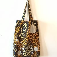 アフリカンバティック　レオパードトートバッグ　イエロー