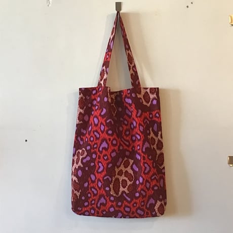 アフリカンバティック　レオパードトートバッグ　ピンク