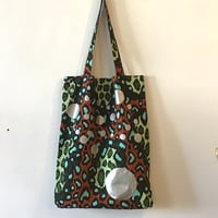 アフリカンバティック　レオパードトートバッグ　グリーン