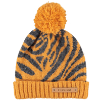 【piupiuchick】  KNITTED HAT WITH POMPON ORANGE WITH ZEBRA PRINT