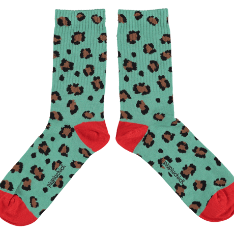 【piupiuchick】 SOCKS GREEN WITH ANIMAL PRINT