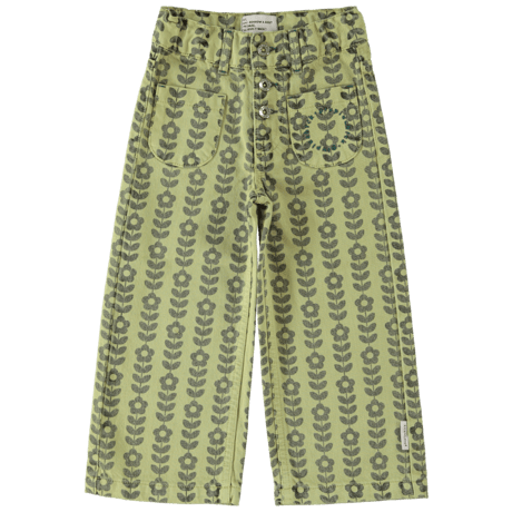 【piupiuchick】 TROUSERS GREEN WITH BLACK FLOWERS（サイズ4Y～10Y）