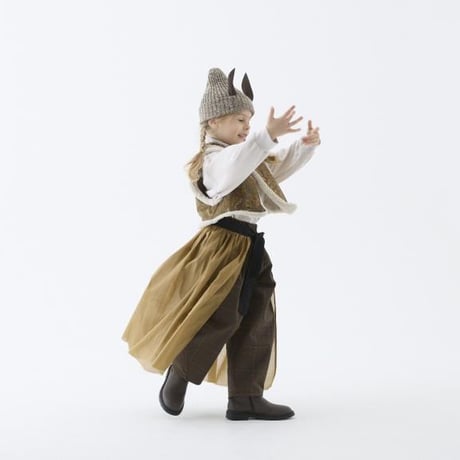 【eLfinFolk】  Cotton Lawn Train Skirt（キャメル/サイズF)