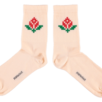 【piupiuchick】 SOCKS LIGHT PINK WITH RED FLOWER