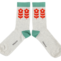 【piupiuchick】 SOCKS LIGHT GREY WITH RED FLOWER