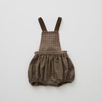（予約販売）【eLfinFolk】  Country Check Baby Salopette(ブラウン/サイズ80・90）