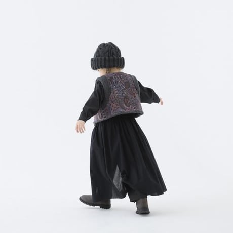 【eLfinFolk】  Cotton Lawn Train Skirt（ブラック/サイズF)